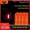 Car Sticker 4pcs Car Door Sticker Reflective Safety Warning Mark Decoration Decals For Tesla SpaceX Model 3 Y S Juguete Ro