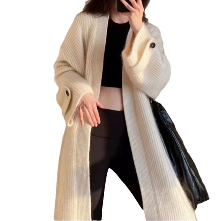 Japanischer Retro Langer Strick-Cardigan - 2023 Herbst/Winter Damen Lockerer Pullover-Mantel