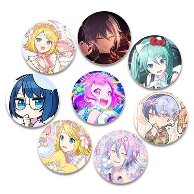 32/44/58mm Project Sekai Pin Rond Cartoon Schattig Klik-in Broches voor Rugzak Kleding Accessoires Anime Collectie Badge Hoed Decoratie Cadeau