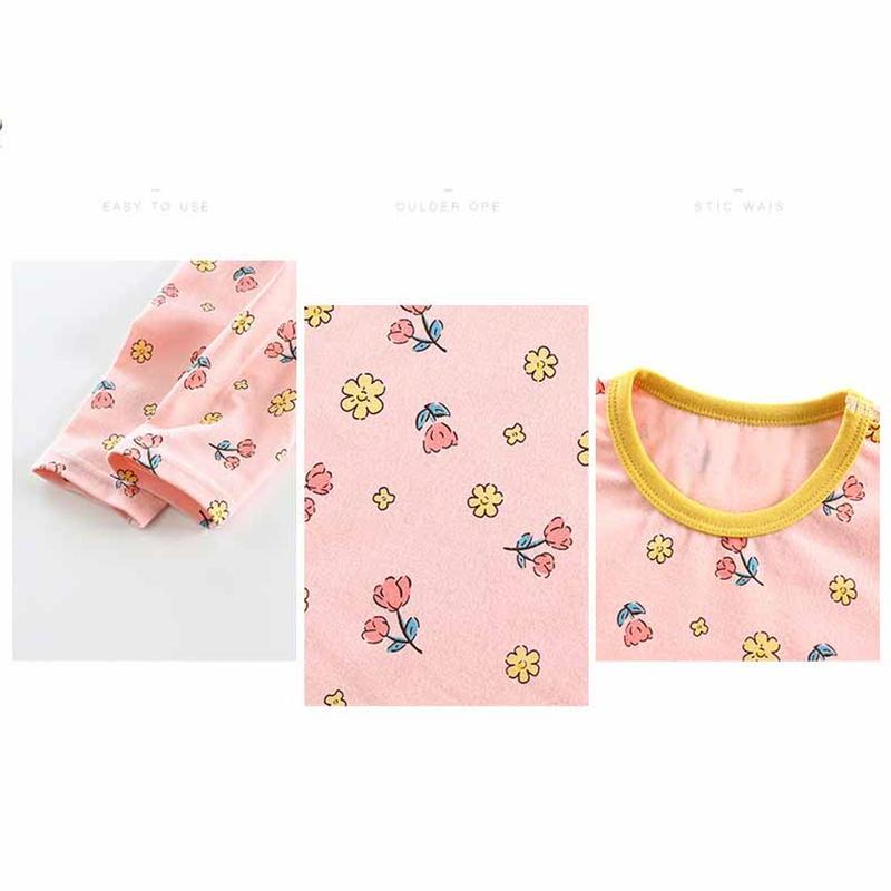 Kids Underwear Set Cotton Thermal Pajamas Boys Girls Stretchy LYCRA Long Sleeve Top Pants Homewear Sleepwear