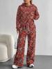 Flowers European, American Autumn and Winter Casual Long-sleeved Suit Women's Hooded Sweater Trousers Two-piece Set