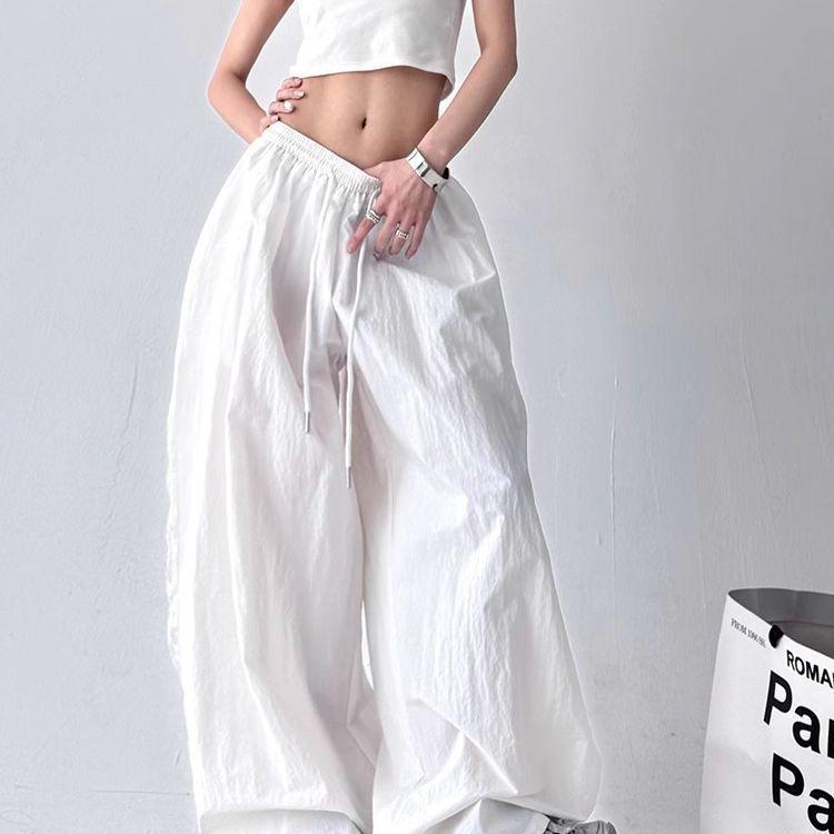 Autumn and Summer New Wide-leg Pants Women's Korean Version of Fashion Versatile High-waisted Thin Lace High-waisted Casual Pants