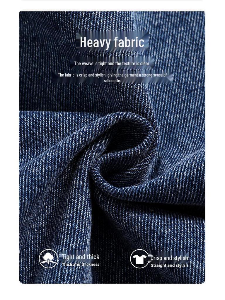 Men's American Heavyweight Raw Edge Washed Denim Jacket - Retro Workwear Style, Loose Fit