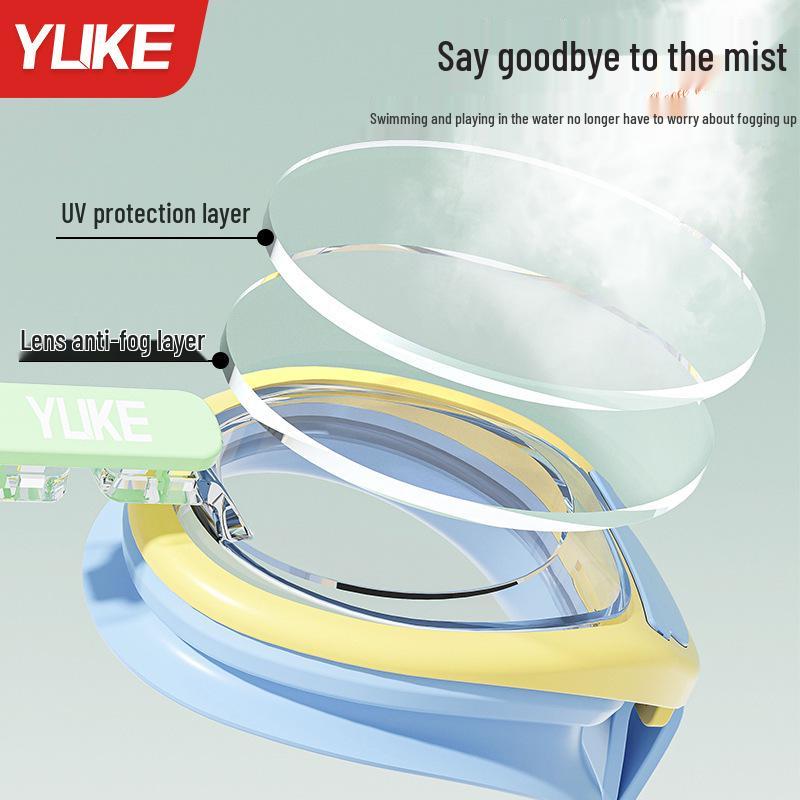 Kids' Waterproof Anti-Fog Swim Goggles with Cap - Medium To Large Fit, Small Frame, High Definition Professional Set.