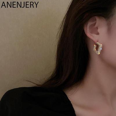 Geometric Square Stud Earrings Female French Big Shiny Luxury Earrings Wholesale