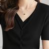 Srcr Silk-Blend Faux-Layer Waist-Defining Short Sleeve Knit Top