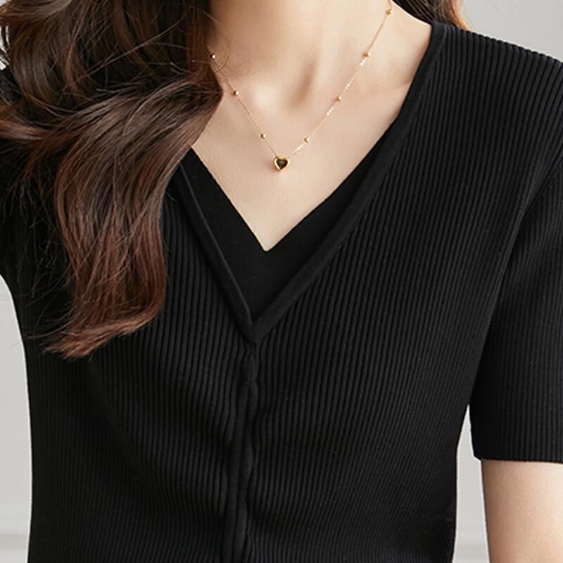 Srcr Silk-Blend Faux-Layer Waist-Defining Short Sleeve Knit Top