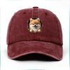 A Realistic And Adorable D Pomeranian Dog Baseball Cap for Women  Featuring a Cute Plush Pet Peeking Through a Wall Window Des