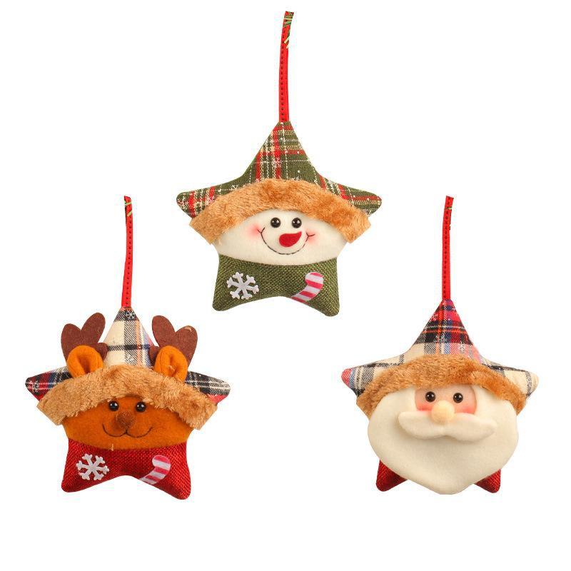 Christmas Santa Claus Elk Doll Christmas Tree Creative Decorations Pentagram Pendant Plush Toys