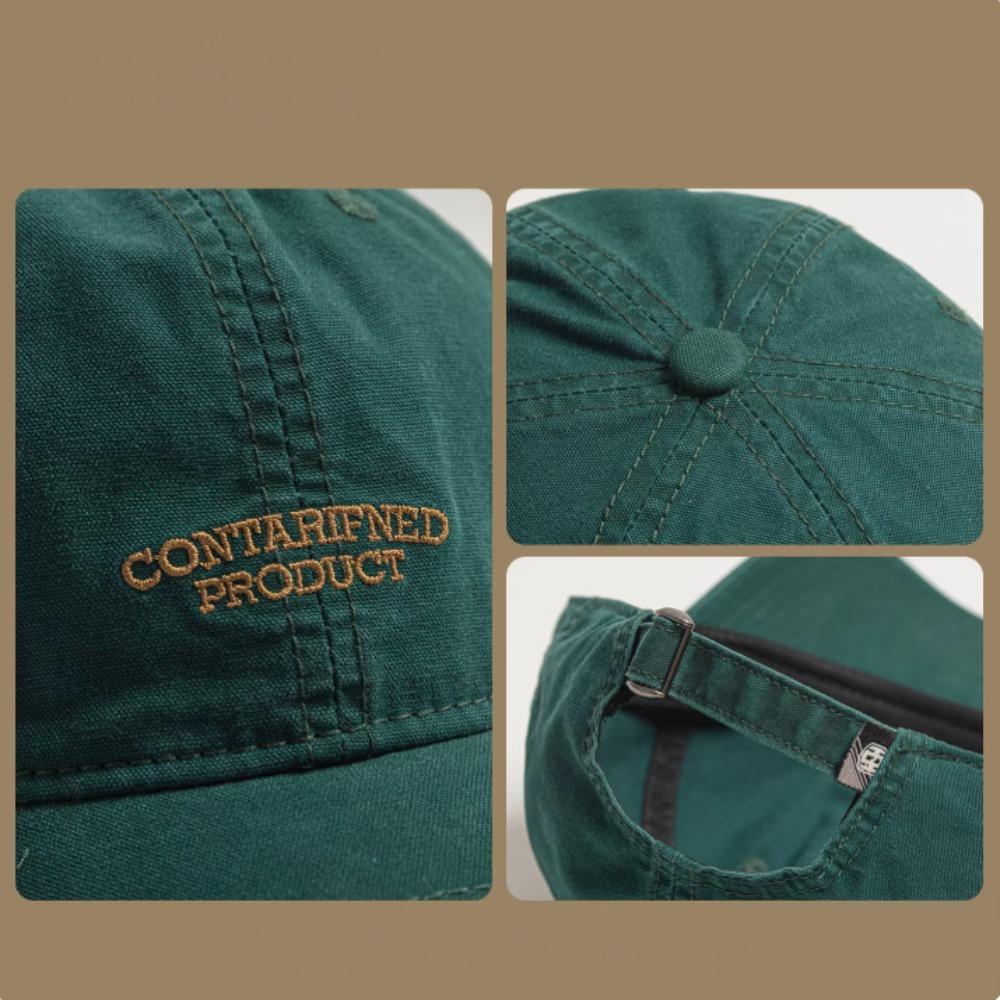 Classic Korean Cotton Baseball Cap for Men Women, Embroidery Letter Plain Vintage, Perfect for Outdoor Daily Wear Streetwear