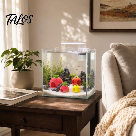 Safe Shelter for Water Pets Fruit Aquarium Hide Cave, Apple Pitaya Fish Tank Hideout, 3D Aquatic Landscaping Small Tanks Printed Decorative Betta And