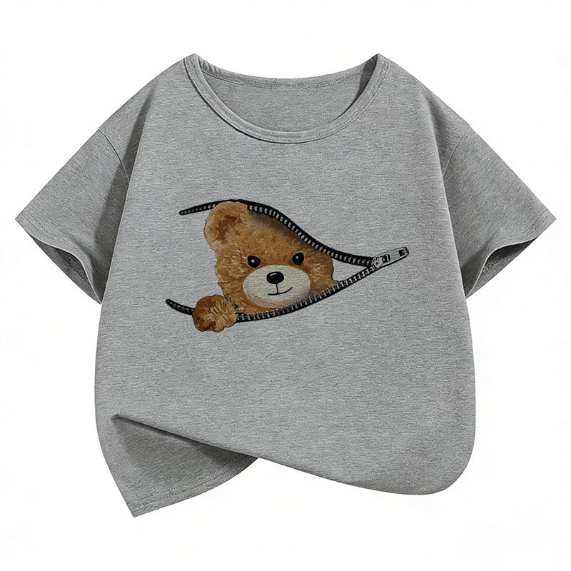 Short Sleeve Fashion Bear Funny Y2k T Shirts Manga Kids Childrens Tshirt Boys Girls Summer Spring Casual Top Tee Shirt