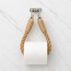 Creative Jute Rope Toilet Paper Holder Hanging Bathroom Tissue Storage Rack with Stainless Steel Hook for Wall Mount