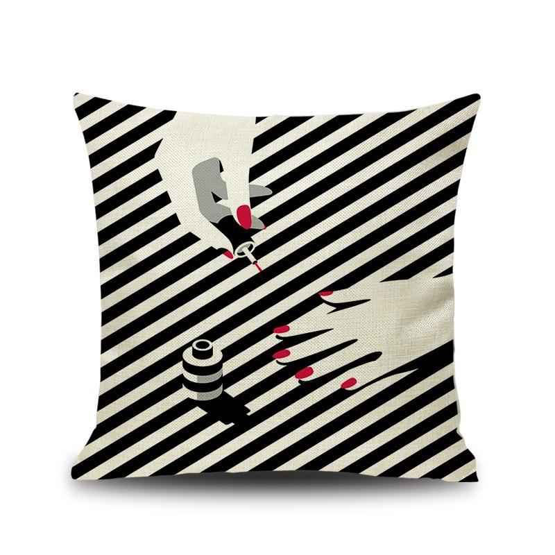 Urban Lipstick Girl Printed Linen Pillow, Fashionable Pillow Cushion Counter Decoration Pillow