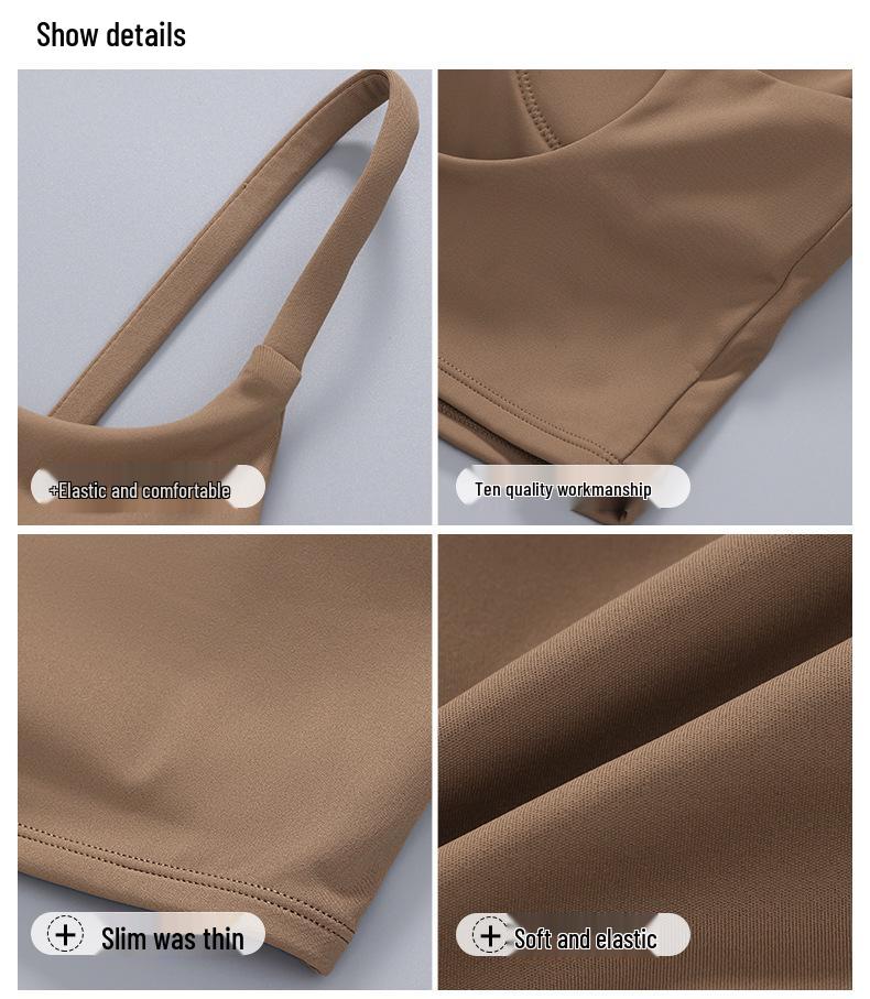 Nude Feel Women's Sports Bra with Pads - Summer Workout Camisole Vest with Beautiful Back Design