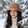 Warme Fleece Winterwollmütze Weiches Filz Vintage Fedora Hut Eleganter Fischerhut Lässig Party