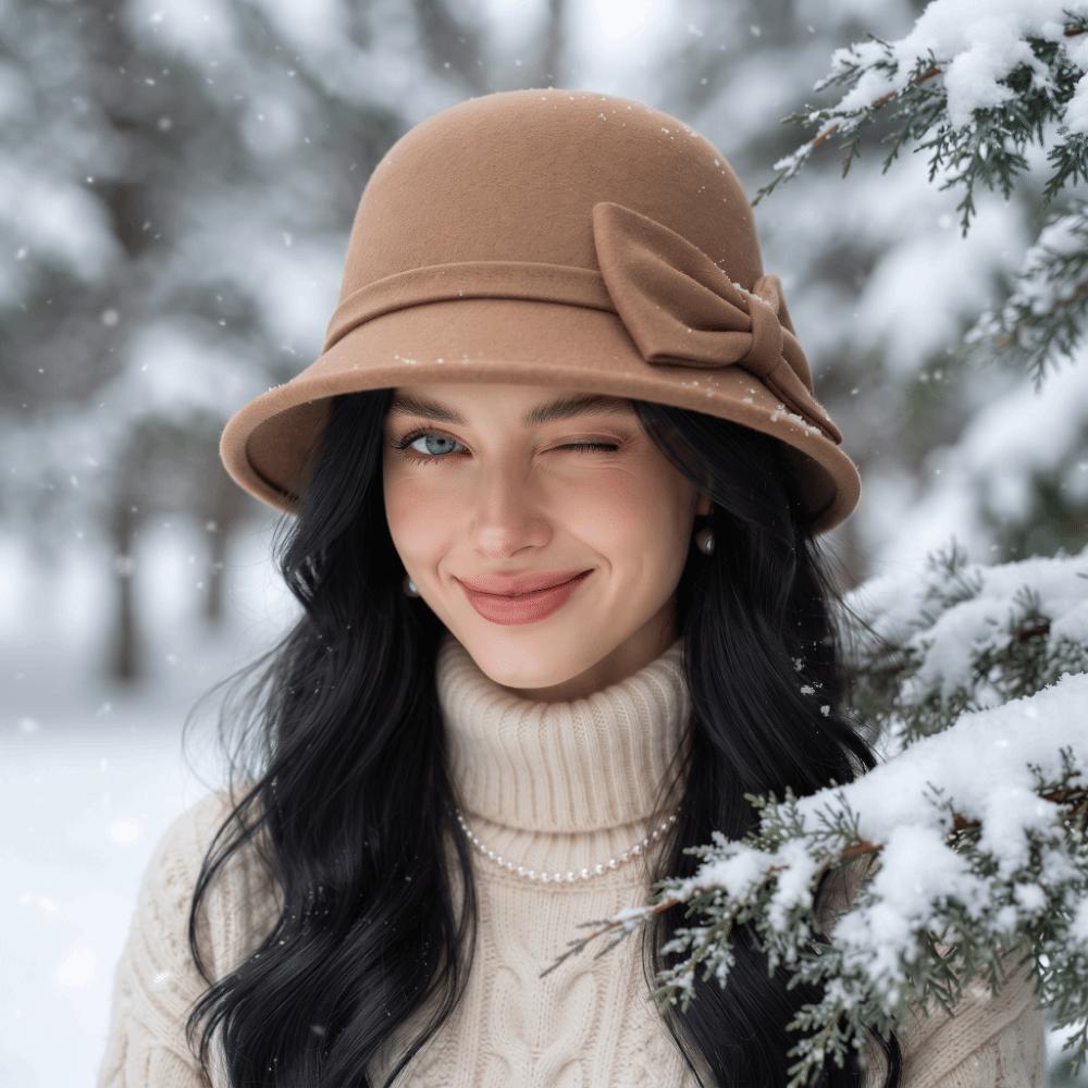 Warm Fleece Winter Woolen Hat Soft Felt Vintage Fedora Cap Elegant Bucket Hat Casual Party