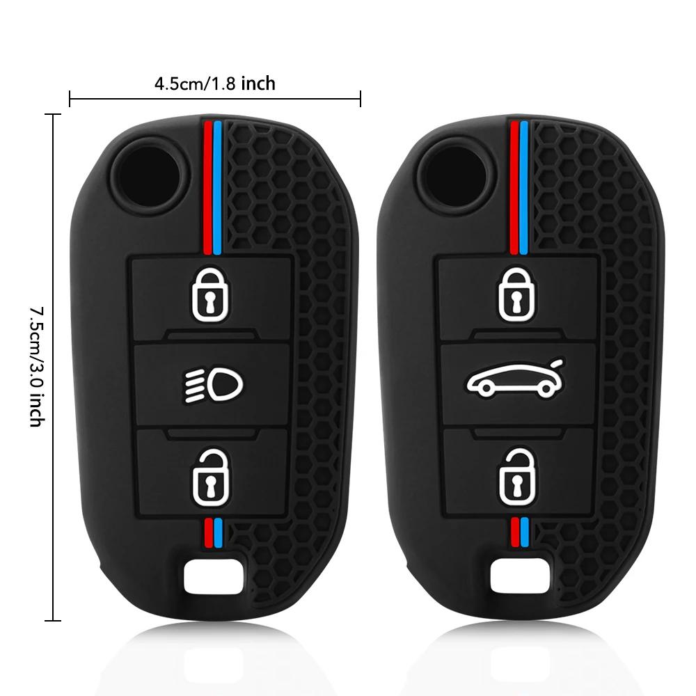 Silicone Car Flip Key Case Cover Shell For Peugeot 208 308 408 508 2008 3008 4008 5008 For Citroen C3 C4 CACTUS C6 Accessories