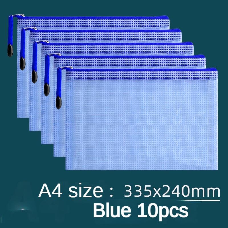 10 pezzi A4 File Bag Trasparente Mesh A5 Data Zipper Storage Bag B5 Student Test Paper Drawing Bag Office Waterproof Document Bag