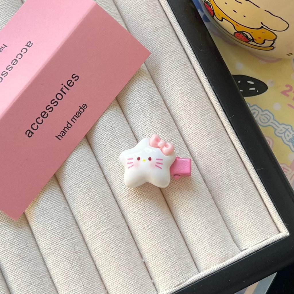 10 Pcs/Lot New Cute Cartoon White Pink Star Hair Clip Alloy Barrettes Hairpin Small Duckbill Clip For Gilrs Women Accessories