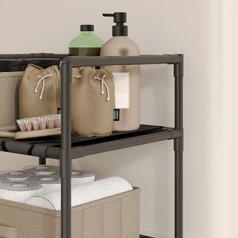 Sturdy Metal Frame Laundry Hamper Rolling Wheels Foldable Designs Removable Shelves for Home Organization Daily Use