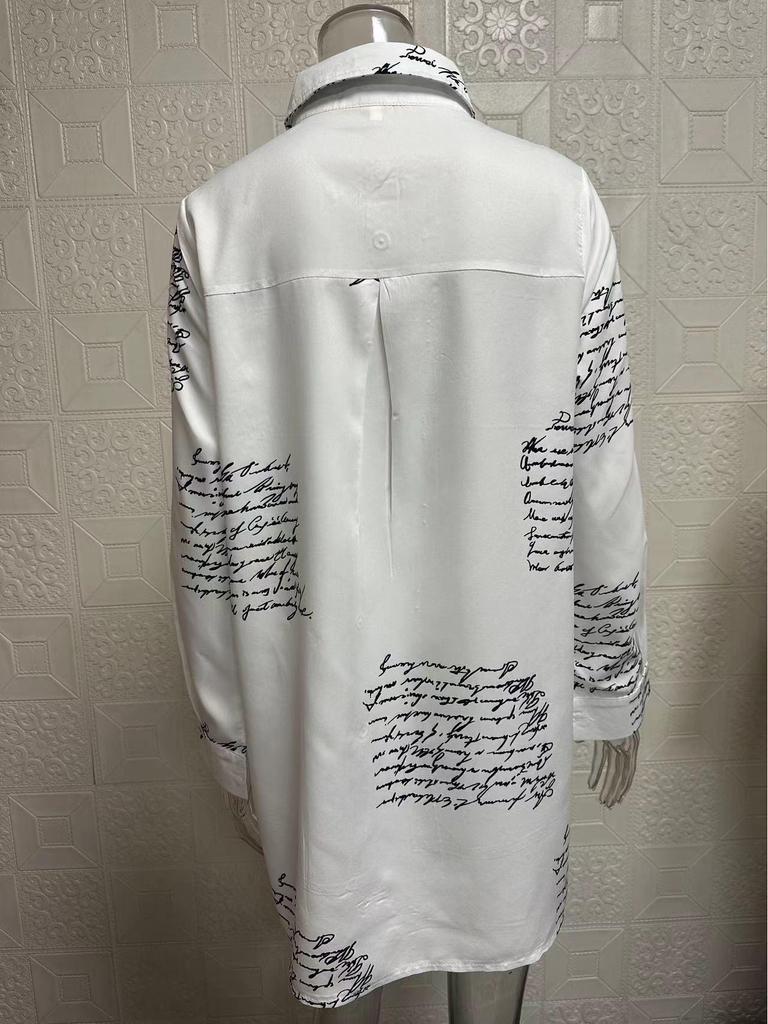 2025 Women's Spring/Summer Swallowtail Print Loose Fit Shirt - European & American Style