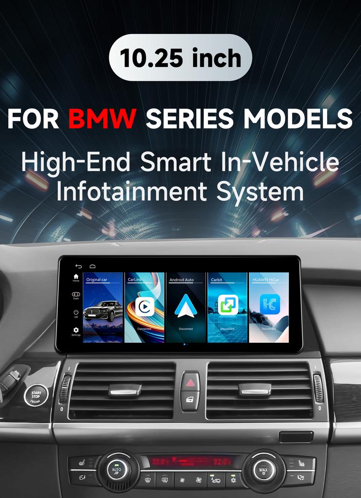 Hizpo 12.3'' Wireless CarPlay Android Auto Car Multimedia Screen For BMW X5 E70 X6 E71 2010-2013 CIC System Touch Display Airpli