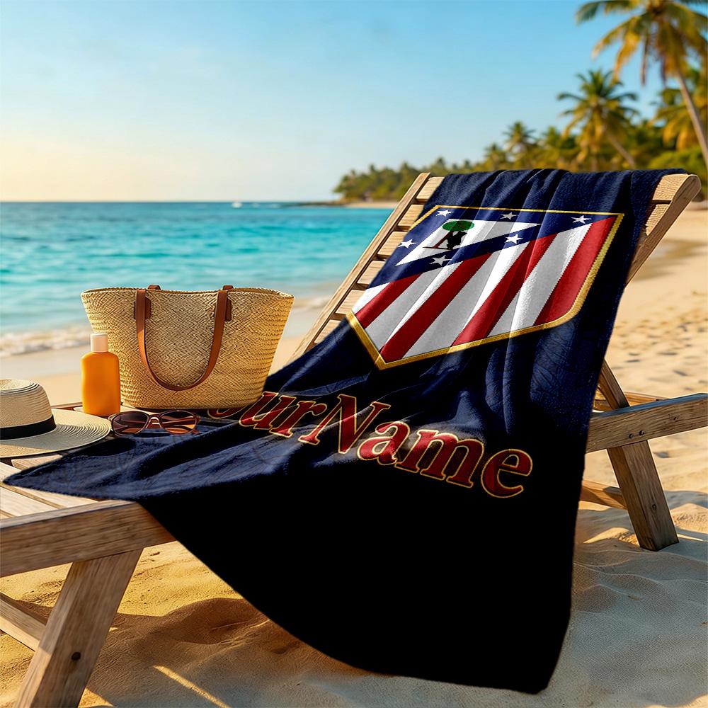 Atletico Madrid Personalized Text Beach Towel Super Soft & Absorbent Suitable for Sports Travel Swimming Yoga Bathroom Beach And Pool