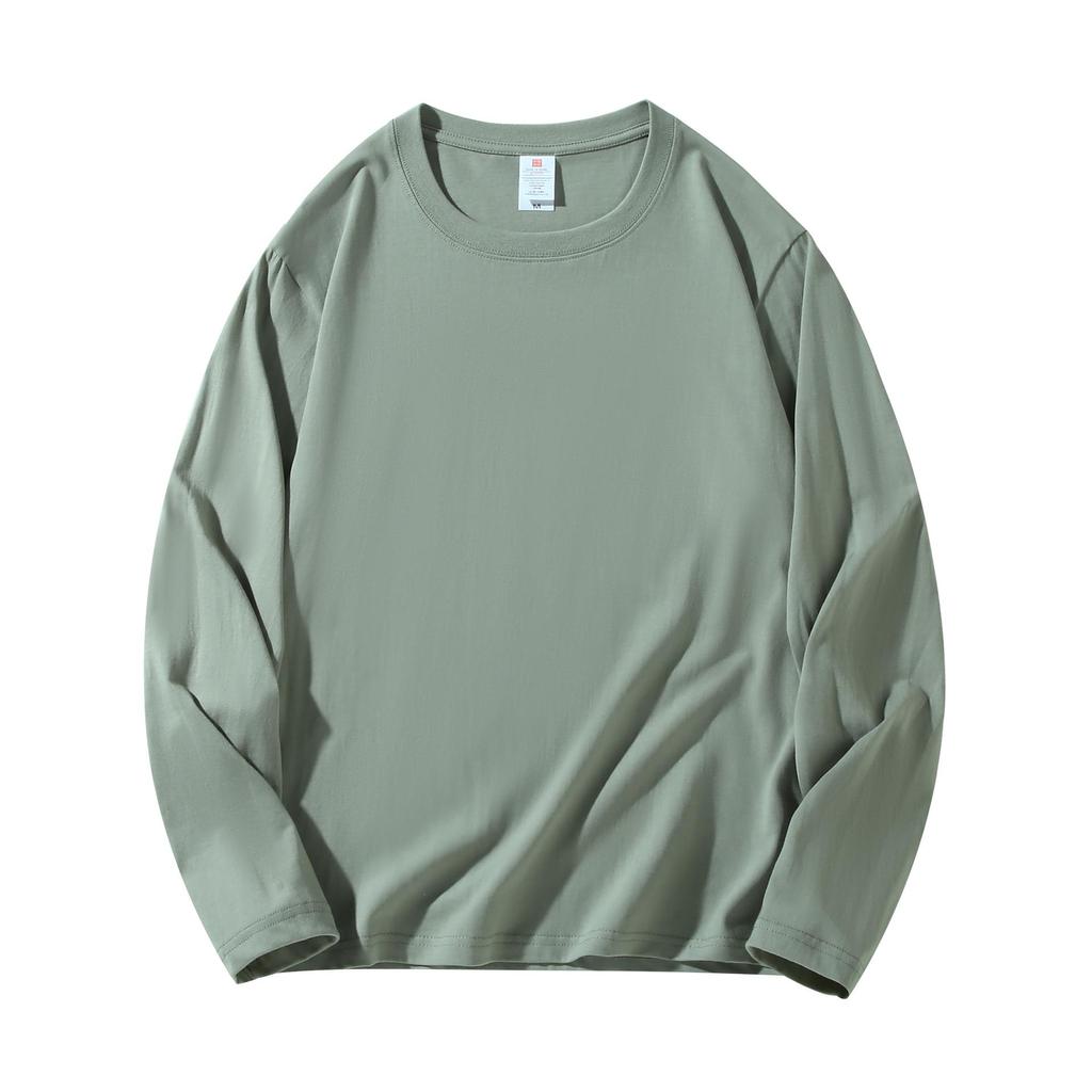 220g Heavyweight Pure Cotton Unisex Long Sleeve T-shirt - Loose Fit Solid Color Casual Sweatshirt