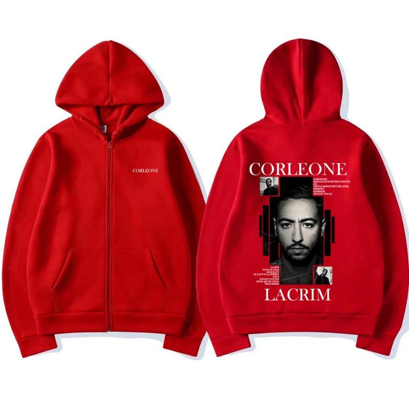 Rapper Lacrim Corleone Merch 2026 Zipper Hoodie Men Women Hip Hop Fashion Zip Up Jacket Male Casual Oversized Zip Up Sweatshirt