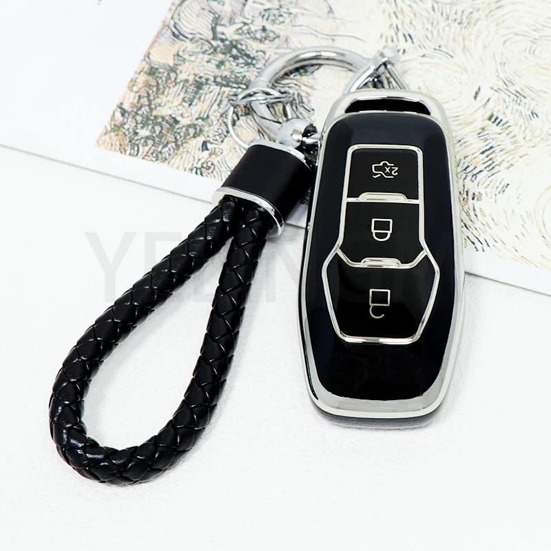 Tpu Car Key Case Cover Auto Shell Fob Holder For Ford Fusion Mondeo Mustang F-150 Lincoln Edge Explorer Mk   Protector