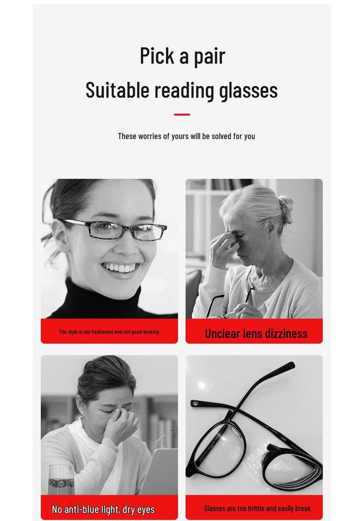 Unisex Fashion Large Frame Anti-Blue Light Reading Glasses