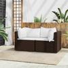 vidaXL Garden Corner Sofas with Cushions 2 Pcs. Braun Poly Rattan