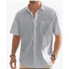Camiseta de Verano para Hombre Nuevo Estilo Moda Europea y Americana Clásica Cómoda Transpirable Algodón y Lino Color Sólido Top