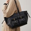 Large PU Tote Bag Women Minimalist Shoulder With Magnet Multiple Interior Pockets Soft Medium Structure