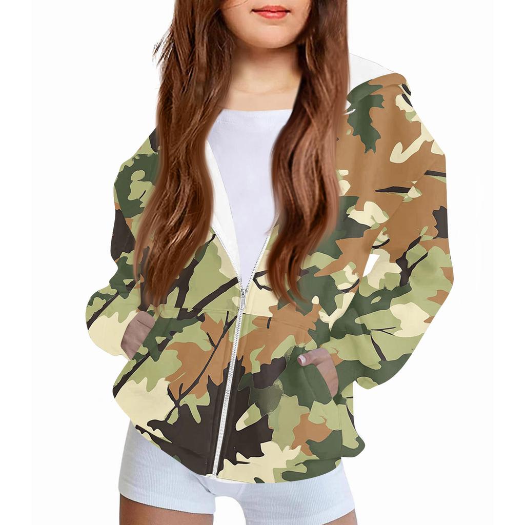 Children's Fashion Christmas Printed Long Sleeved Hooded Sweatshirt Girls' Hoodie Jacket