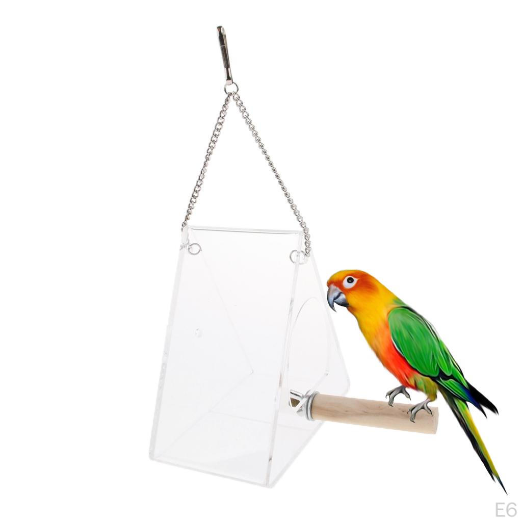 Acrylic Parrot Bird Feeder without mess Automatic with Stand Round/Triangular