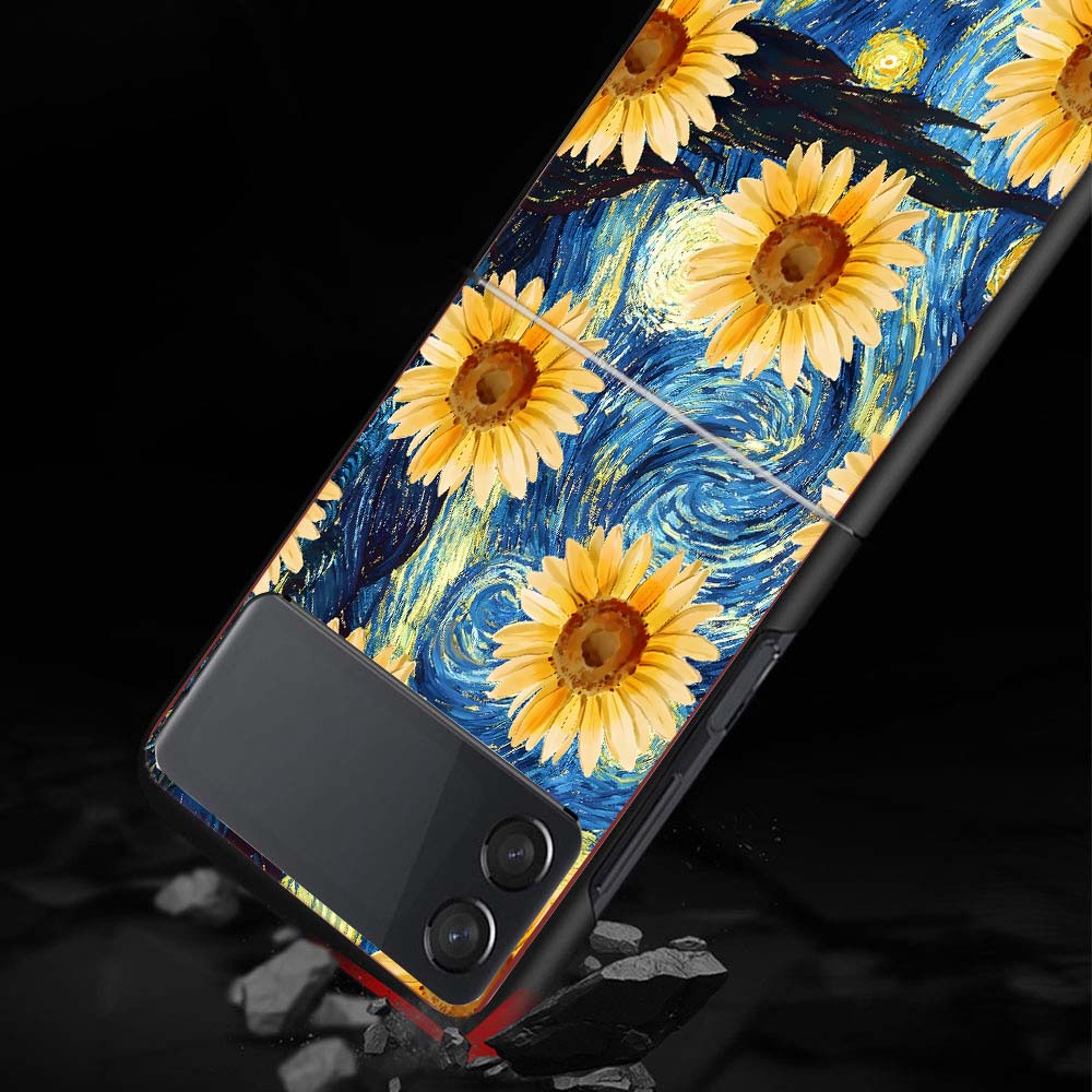 Starry Night Van Gogh Art Phone Case For Samsung Galaxy Z Flip 7 6 5 4 3 5G Shockproof Cover Z Flip7 Flip6 ZFlip5 Flip3 Flip4 Lu