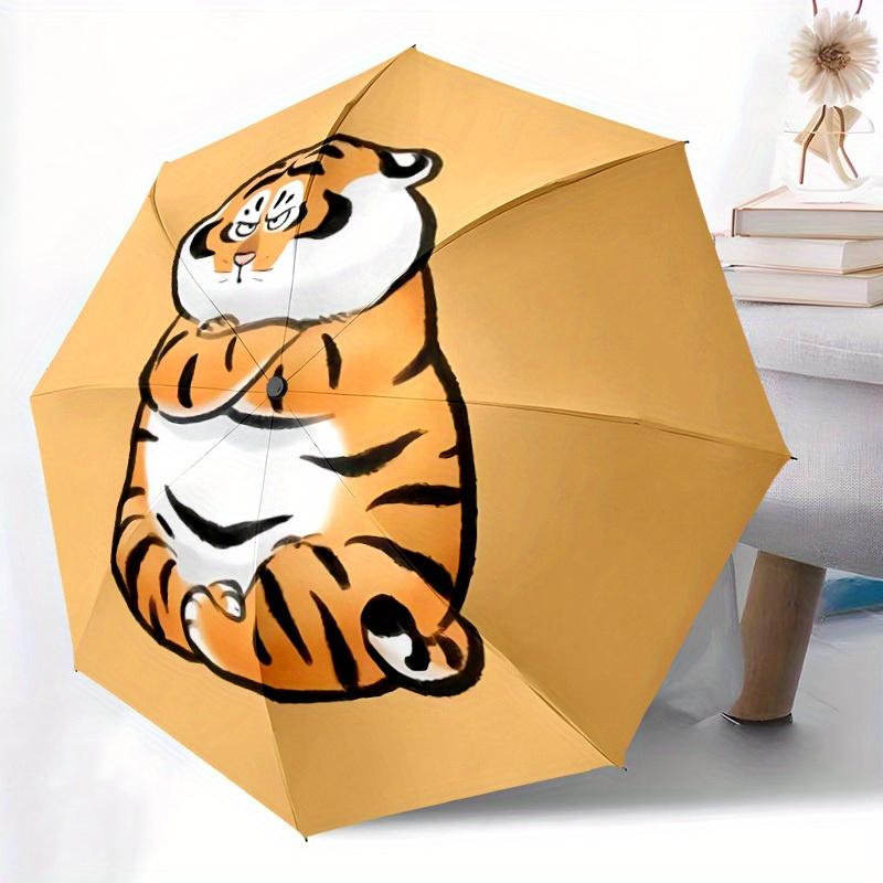 1pc Tiger Cub Auto Open/Close, Foldable Compact Leisure Cool Umbrella with 8-Rib Shaft, Perfect Gift For Men And Women 109