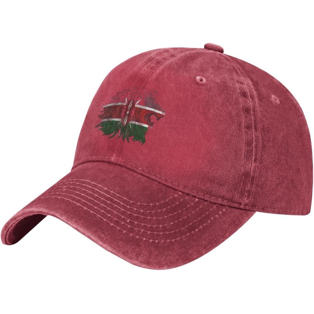Kenyan Flag Washed Baseball Cap Distressed Cotton Dad Hat Unisex Low Profile Sun Hat