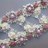 1 Yarda Elegante Cinta de Encaje de Perlas y Flores - Adorno de Encaje Versátil para Manualidades DIY, Vestidos de Boda y Decoraciones Navideñas