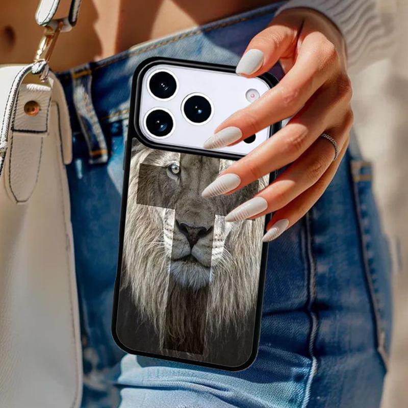 

Lion Face Cross - Animal Phone Case For iPhone 17 Air 14 15 13 12 Max Cover For Apple 16e 11 Pro Max Plus Coque iPhone 17pro