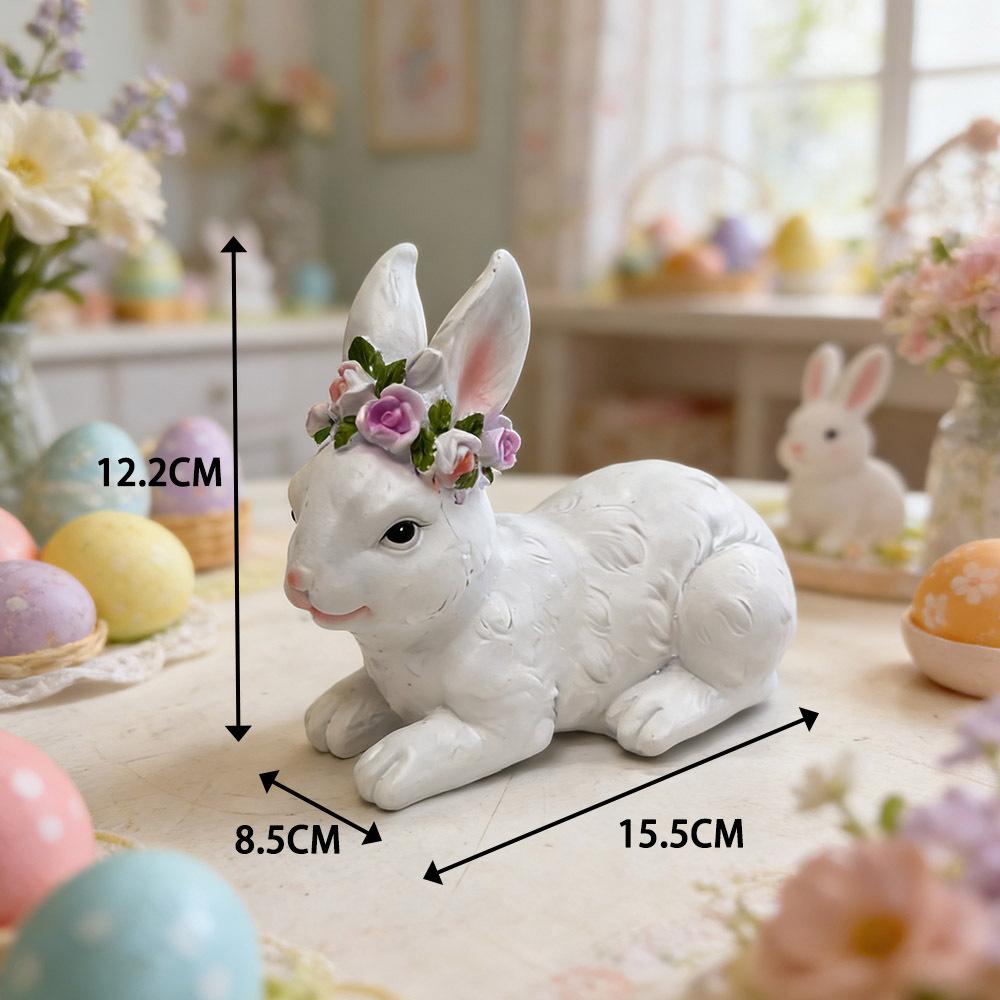 Resin Easter Bunny Figurines, Simple Leisure Cartoon Rabbit Statue, Festive Tabletop Decor for Home Living Room Garden Ornament.