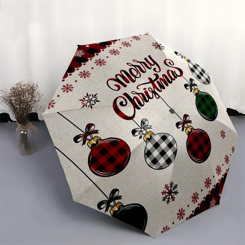 1pc Christmas Ornaments Plaid Decorative Mat Umbrella with Plastic Handle,Suitable for All Seasons Home Travel Outdoor UmbrellaDD244