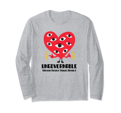 Ungovernable Refuse Resist Rebel Revolt (Heart Print) Long-Sleeve T-Shirt