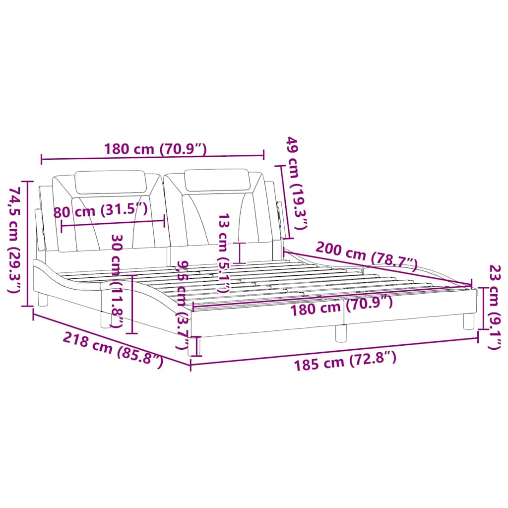Viana Bed Frame without Mattress White and Black 180 x 200 cm Faux Leather