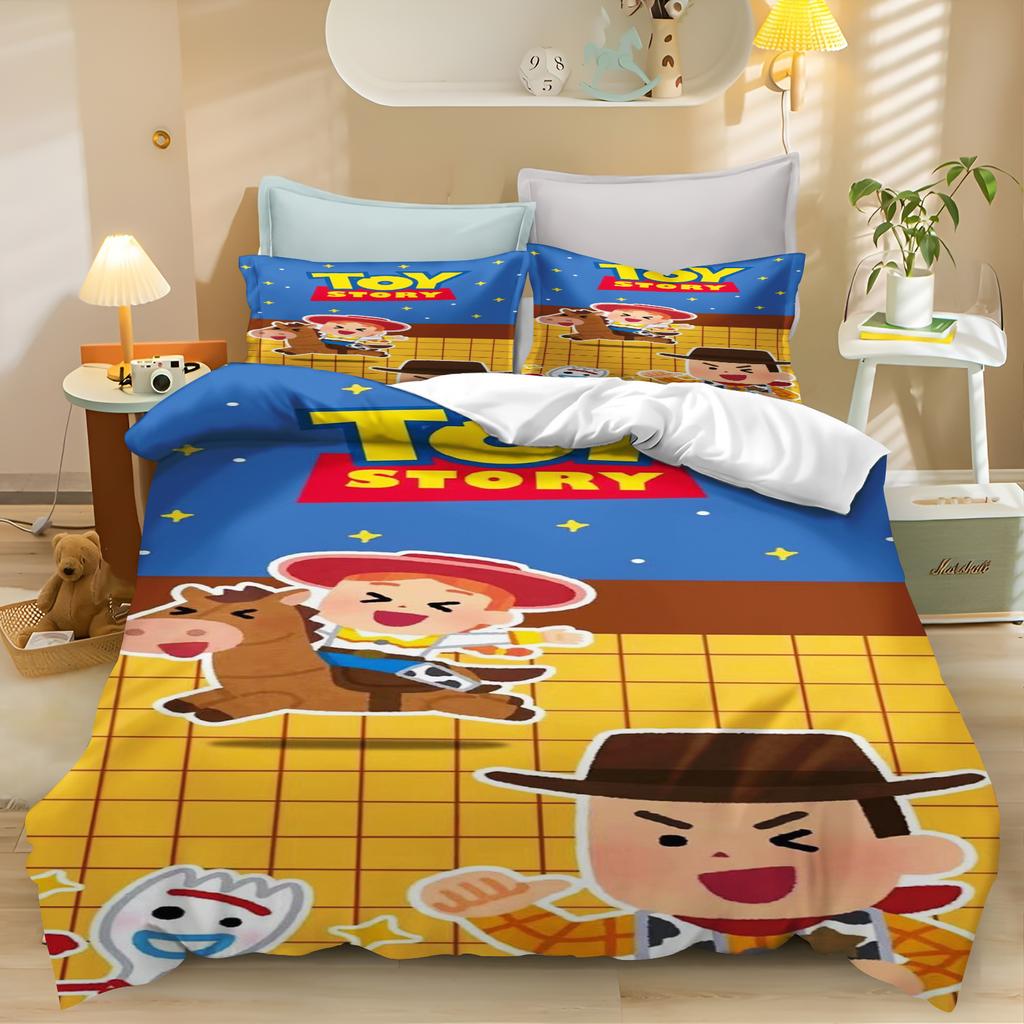 Toy Story Kreslený Povlak na Peřinu Sada Povlečení pro Kluky Buzz Rakeťák Roztomilý Potisk Šetrný k Pokožce Prodyšný Domácí Textil Anime