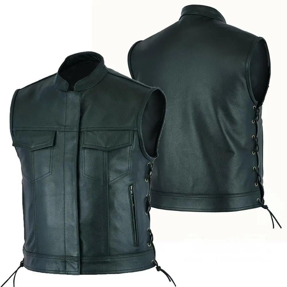 Men Pu Leather Vest 2026 Men Single-Breasted Zipper Short Sleeveless Top Winter Autumn Men Motorcycle Biker Leather Waistcoats