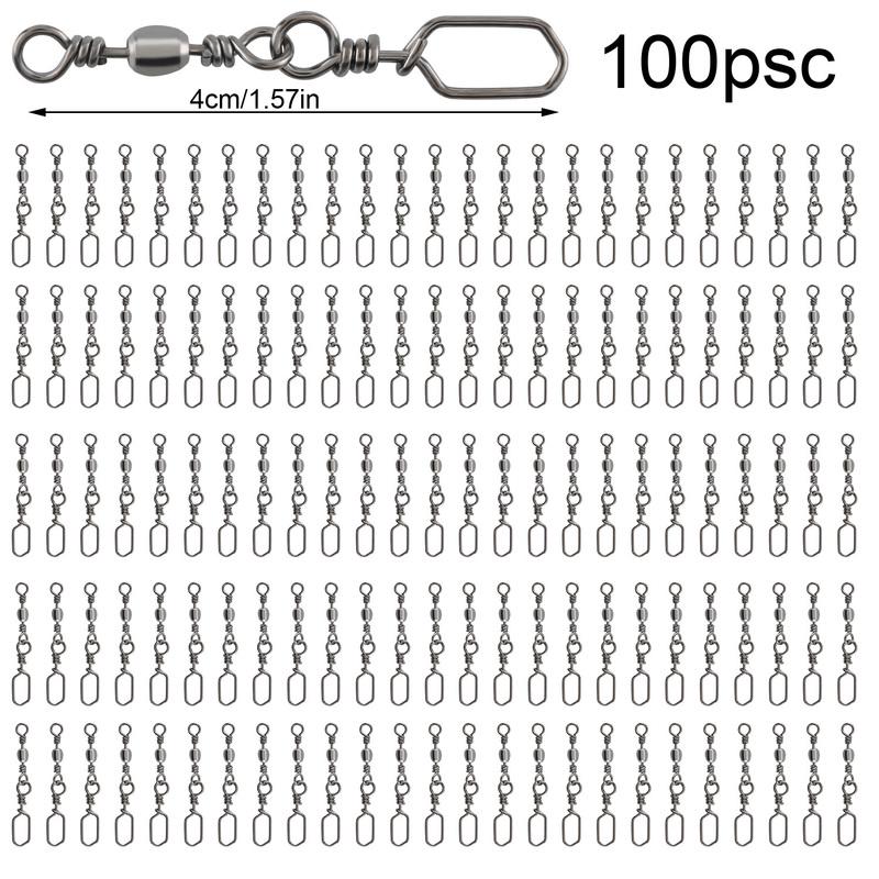 Fishing Accessories 100Pcs Stainless Fishing Swivels Corrosion Resistance Barrel Swivel Fishing Tool