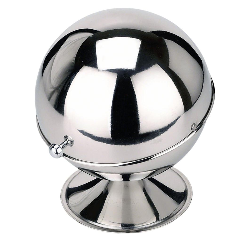Stainless Steel Sugar Bowl with Roll Top Spherical Sugar Cube Holder Candy Jar Cookies Mints Bowl for Home Kitchen